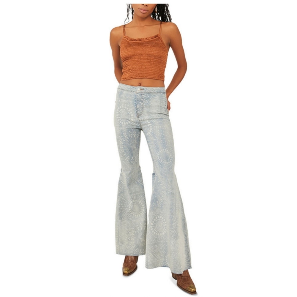 💖FREE PEOPLE / WE THE FREE Pull On Printed Flared Jeans
